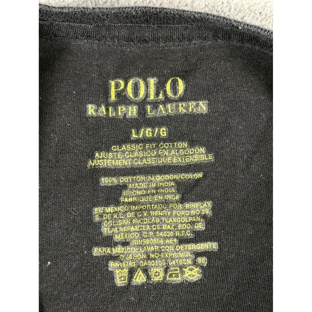 Polo Ralph Lauren T Shirt Mens Large Black Classic Fit Pony Logo Cotton Casual